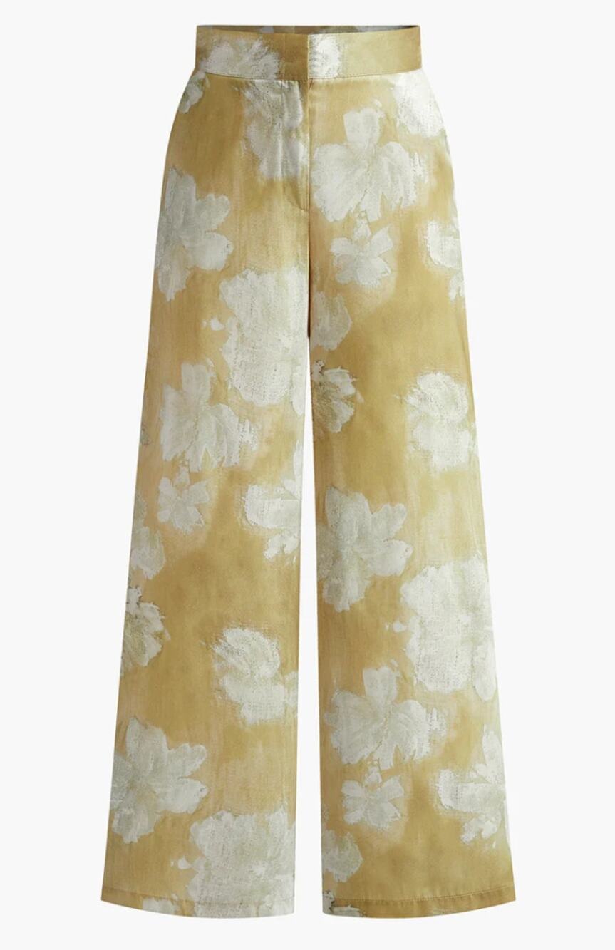 Commense Gold Floral Wide-Leg Pants – XL – NWT - Modern Chic